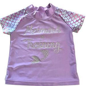 Children Place 3T Purple Mermaid‎ Short Sleeve Rash Guard Swim Shirt